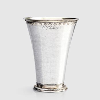 219. A Swedish 18th century silver beaker, marks of Bengt Biörn, Västerås 1745.