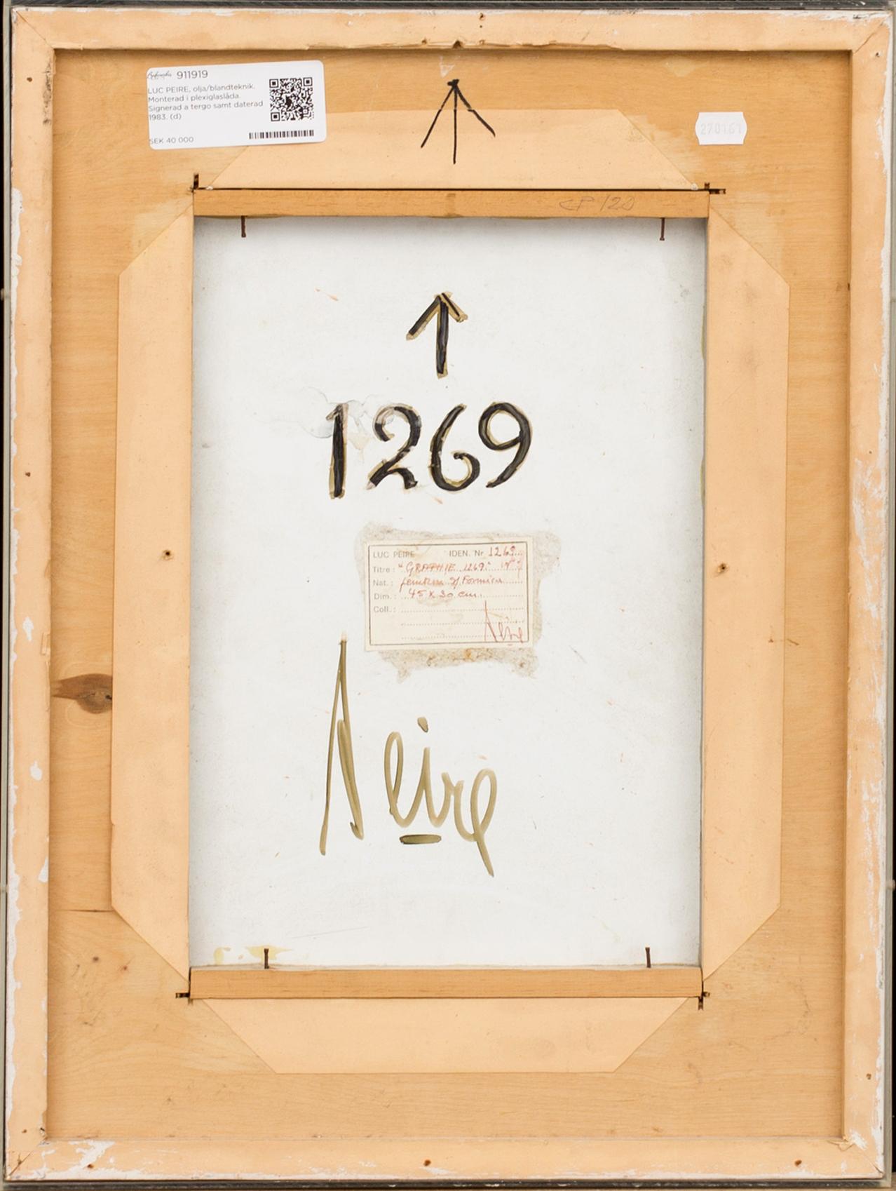 LUC PEIRE, oil/mixed media. Signed and dated a tergo.