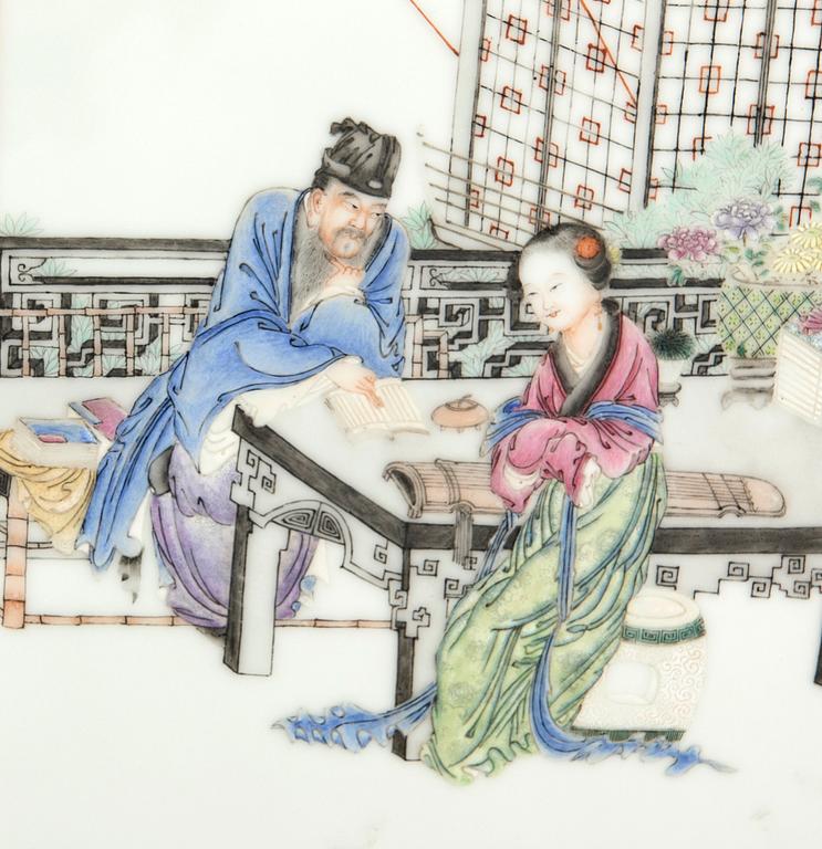 Plakett Kina 1900-tal porslin.