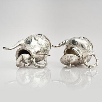 A fine Chinese Export silver tea and coffee service, Sing Fat, early 20th century.