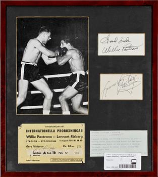 AUTOGRAFER AV BOXARE, 3 st, bla Ingemar Johansson, 1900-talets andra hälft.