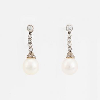 Old cut diamond and pearl earrings.