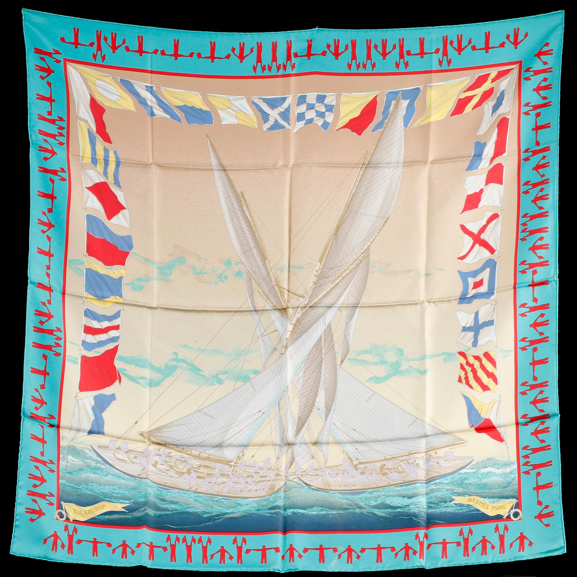 SCARF, siden, En Course", design Yannick Manier, Hermès, Paris, 1900-talets fjärde kvartal.