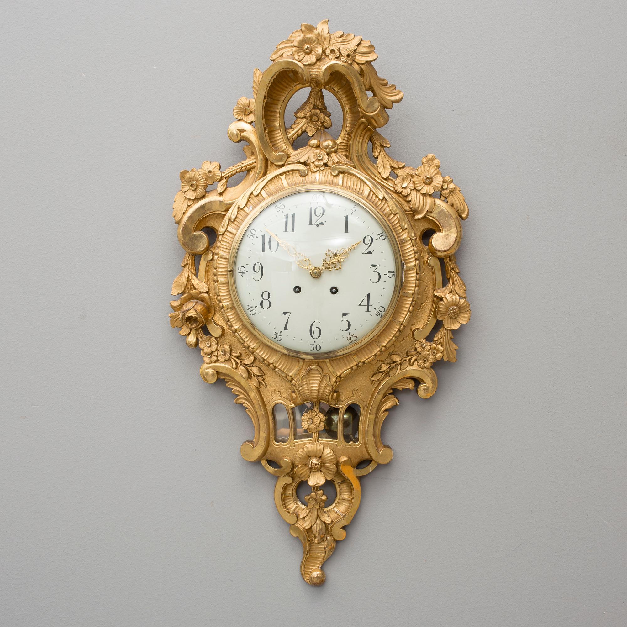 VÄGGPENDYL, rokokostil, 1900-talets mitt.