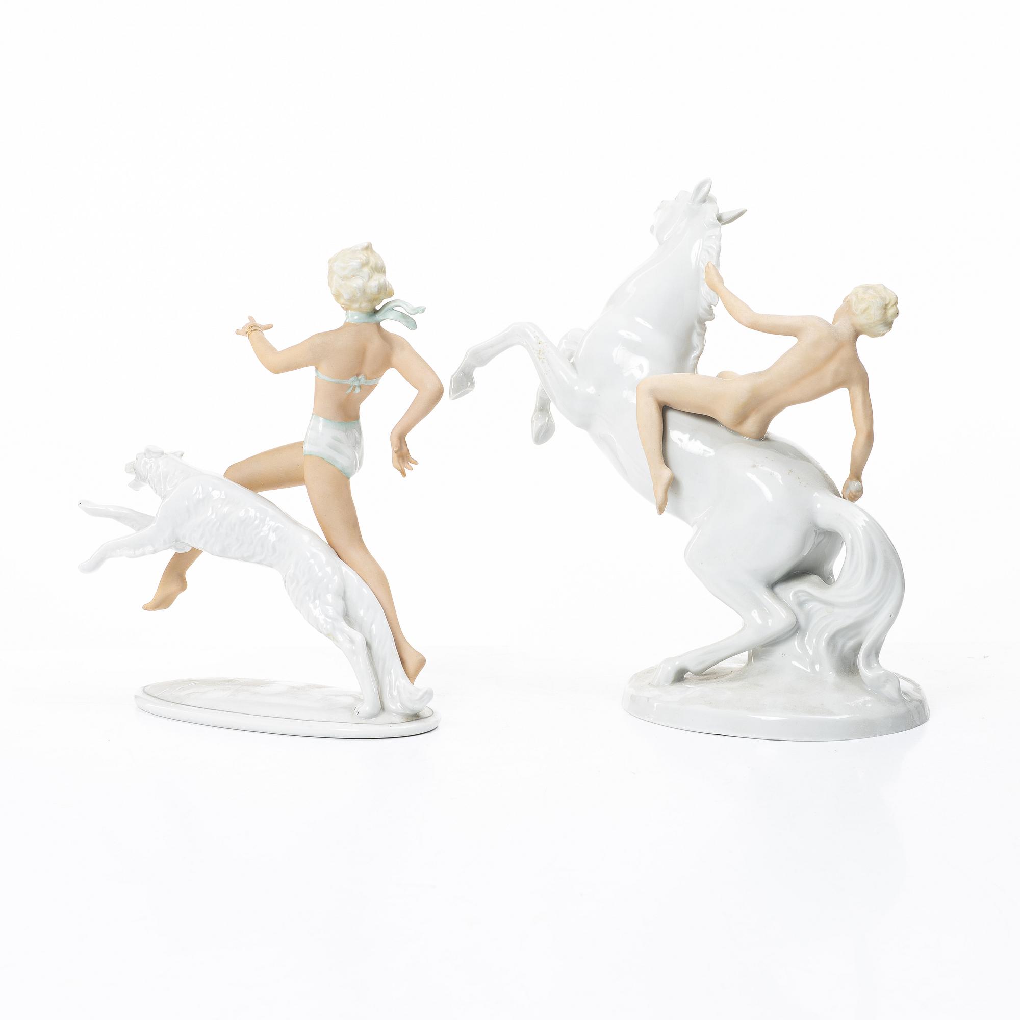 Figurines, 6 pieces, porcelain, including Schaubach Kunst, 20th century.