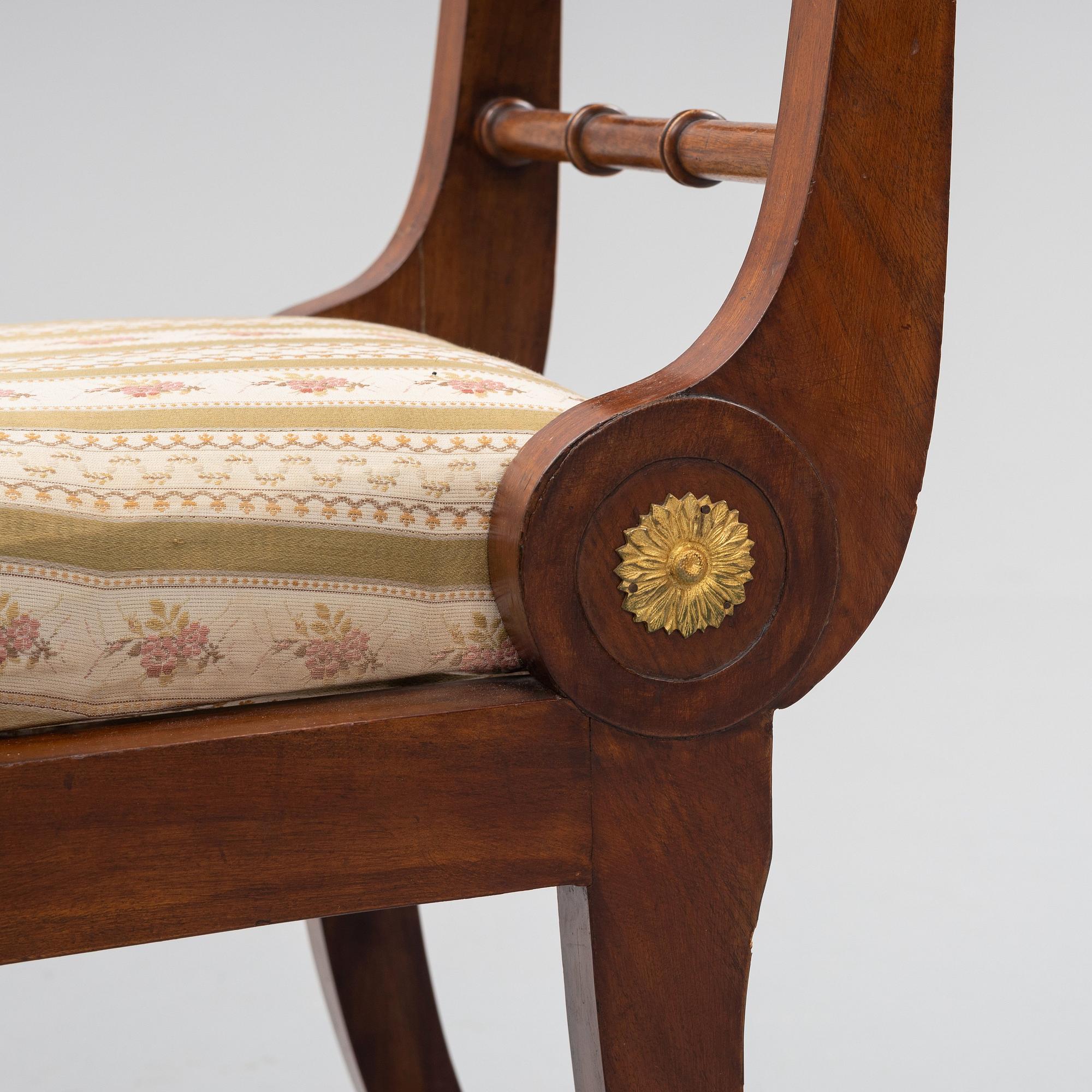 A set of four Swedish Empire chairs, attributed C F Sundvall.