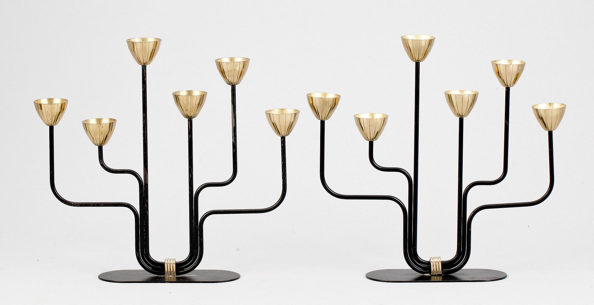 LJUSSTAKAR, ett par, mässing, Gunnar Ander, Ystad Metall.