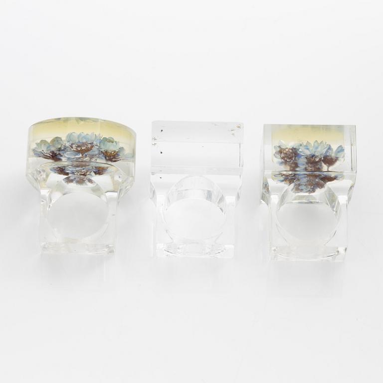 Siv Lagerström, three rings acrylic plastic, 1970s.
