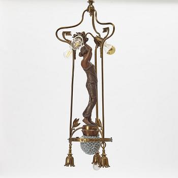 An Art Nouveau ceiling lamp, France, around 1900.