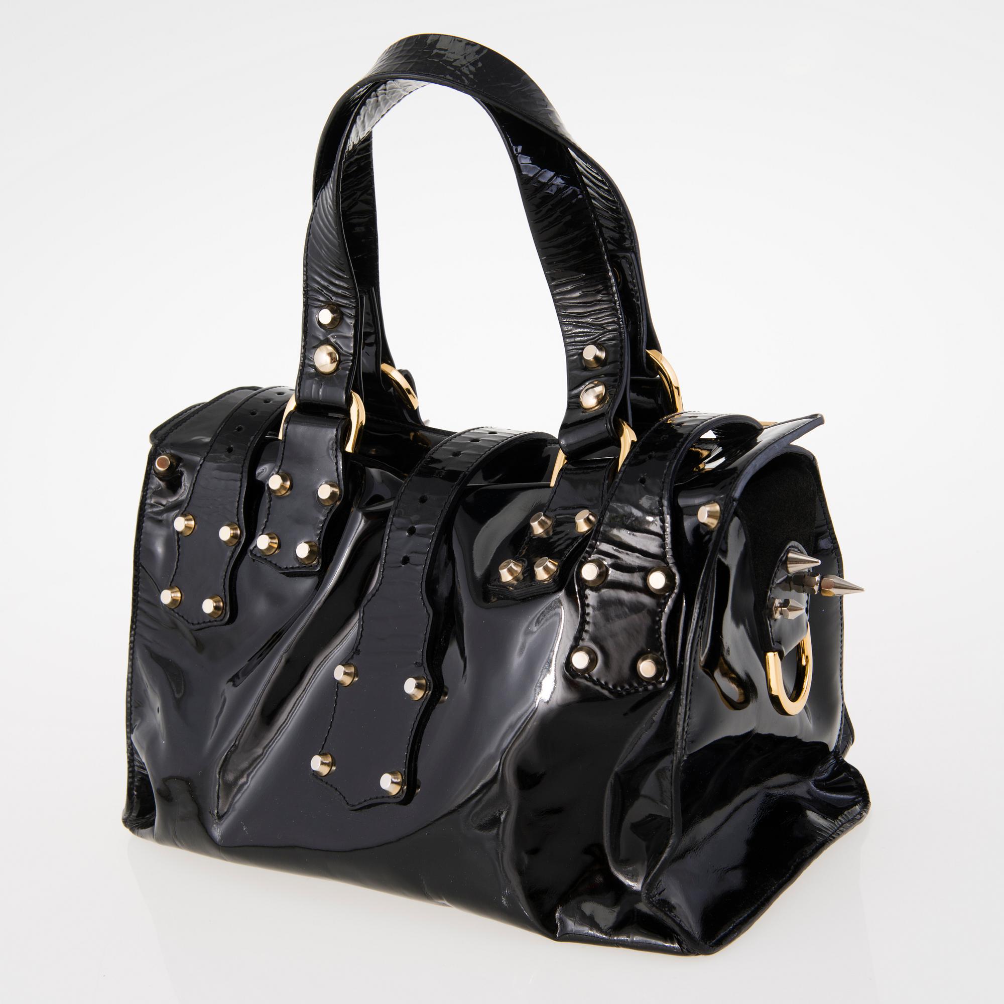 MULBERRY Black Patent Leather Roxanne for GILES Bag.