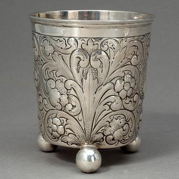 BÄGARE, silver, barock, troligen Danmark 1700/1800-tal, tot vikt 160 gram.