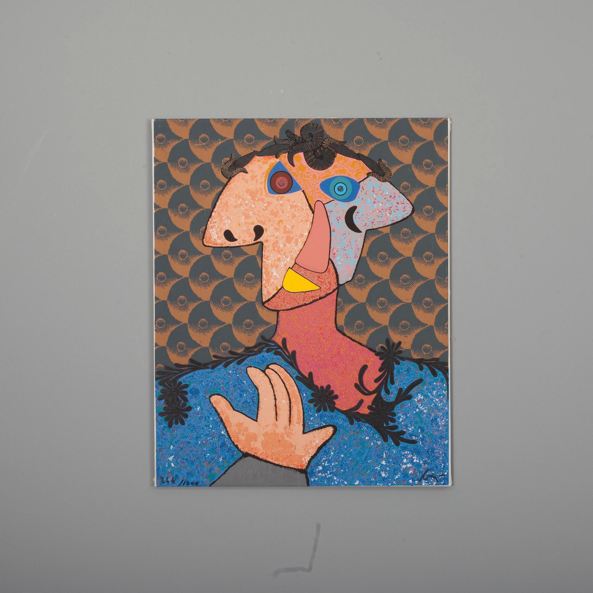 ENRICO BAJ, serigrafi, signerad, numeroitu 266/1200.