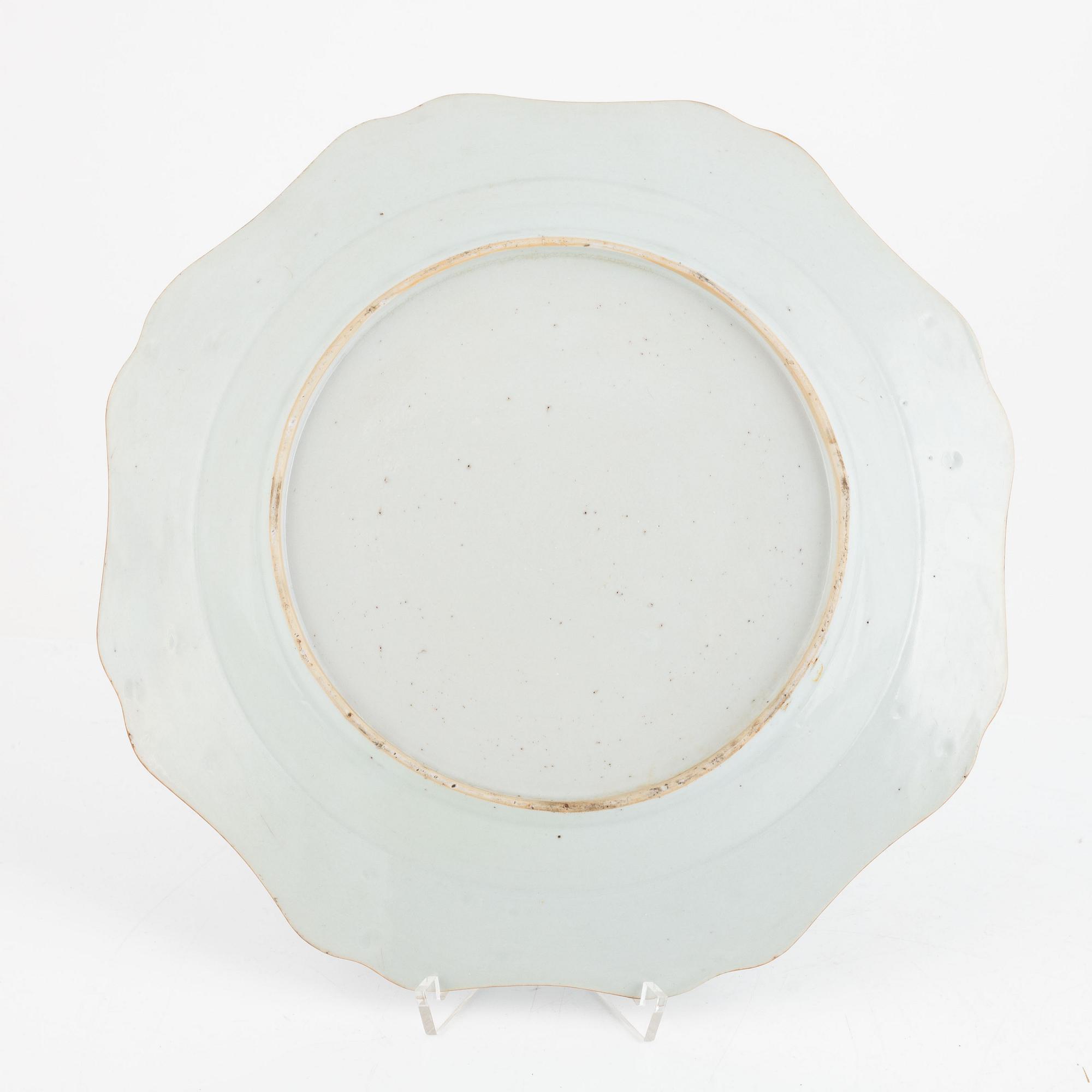 Three blue and white porcelain serving dishes, China, Qianlong (1736-95).