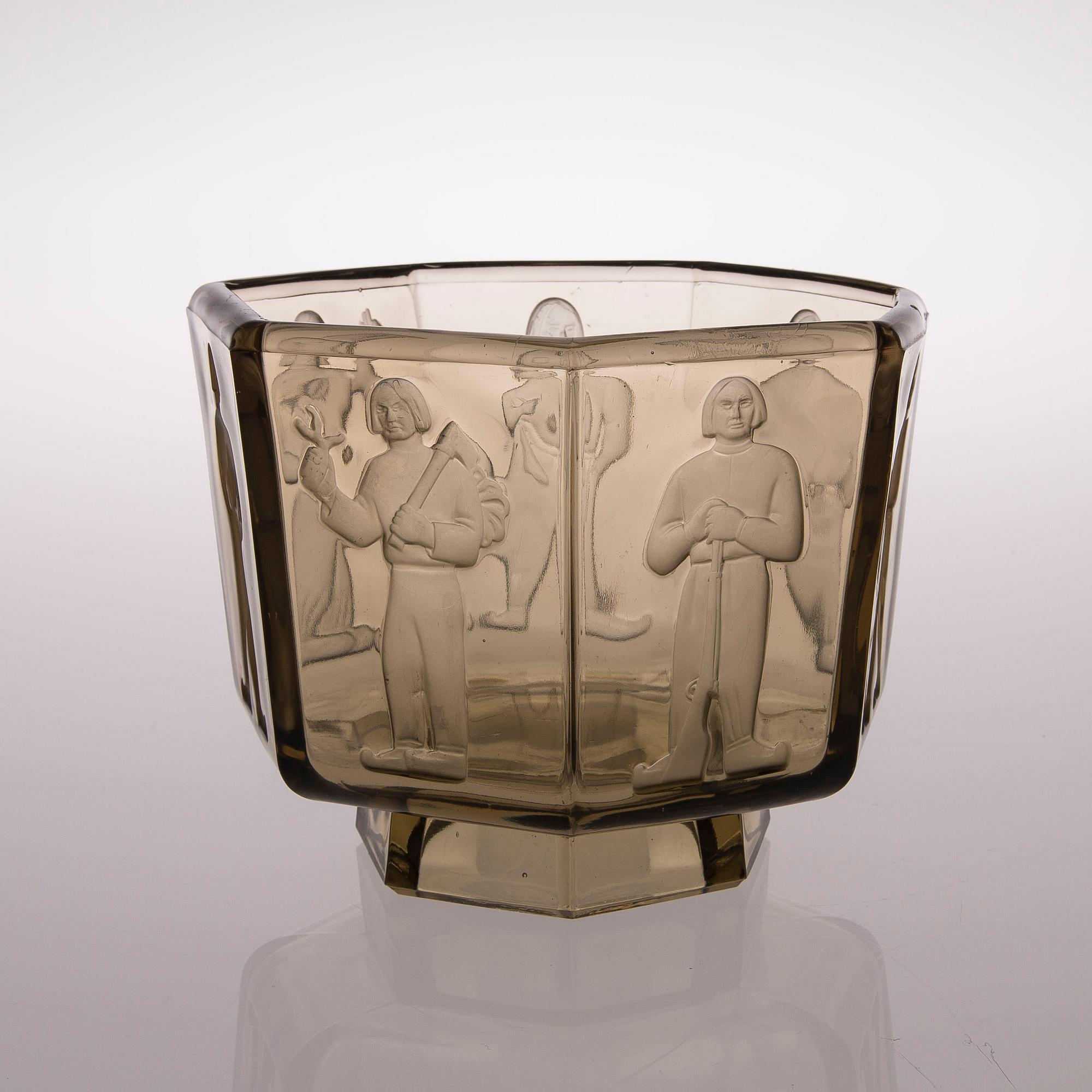 ANTTI SALMENLINNA, MALJA, lasia, "Seitsemän veljestä", Antti Salmenlinna, Riihimäen Lasi, 1930/40-tal.