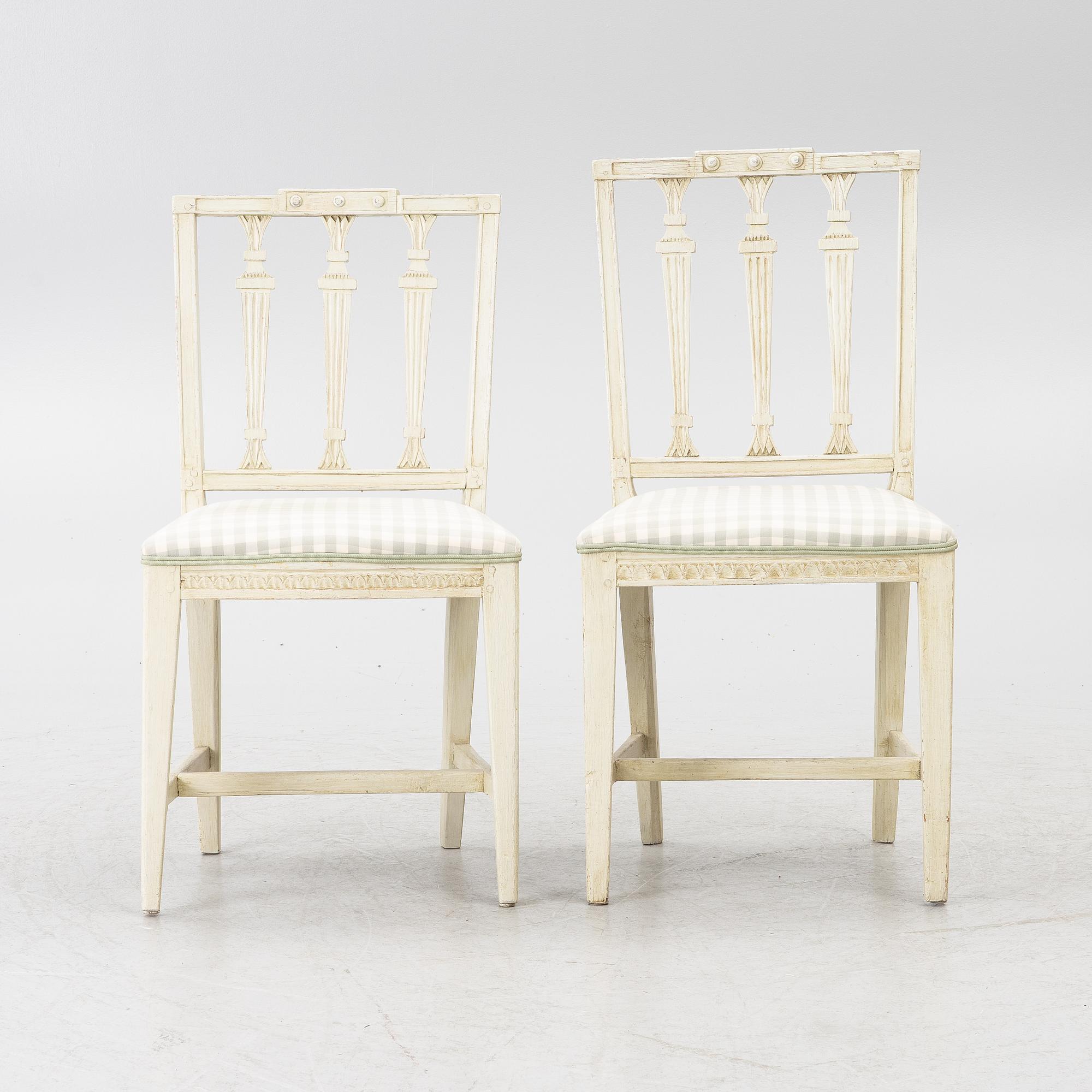 Four late Gustavian chairs, 19th century.