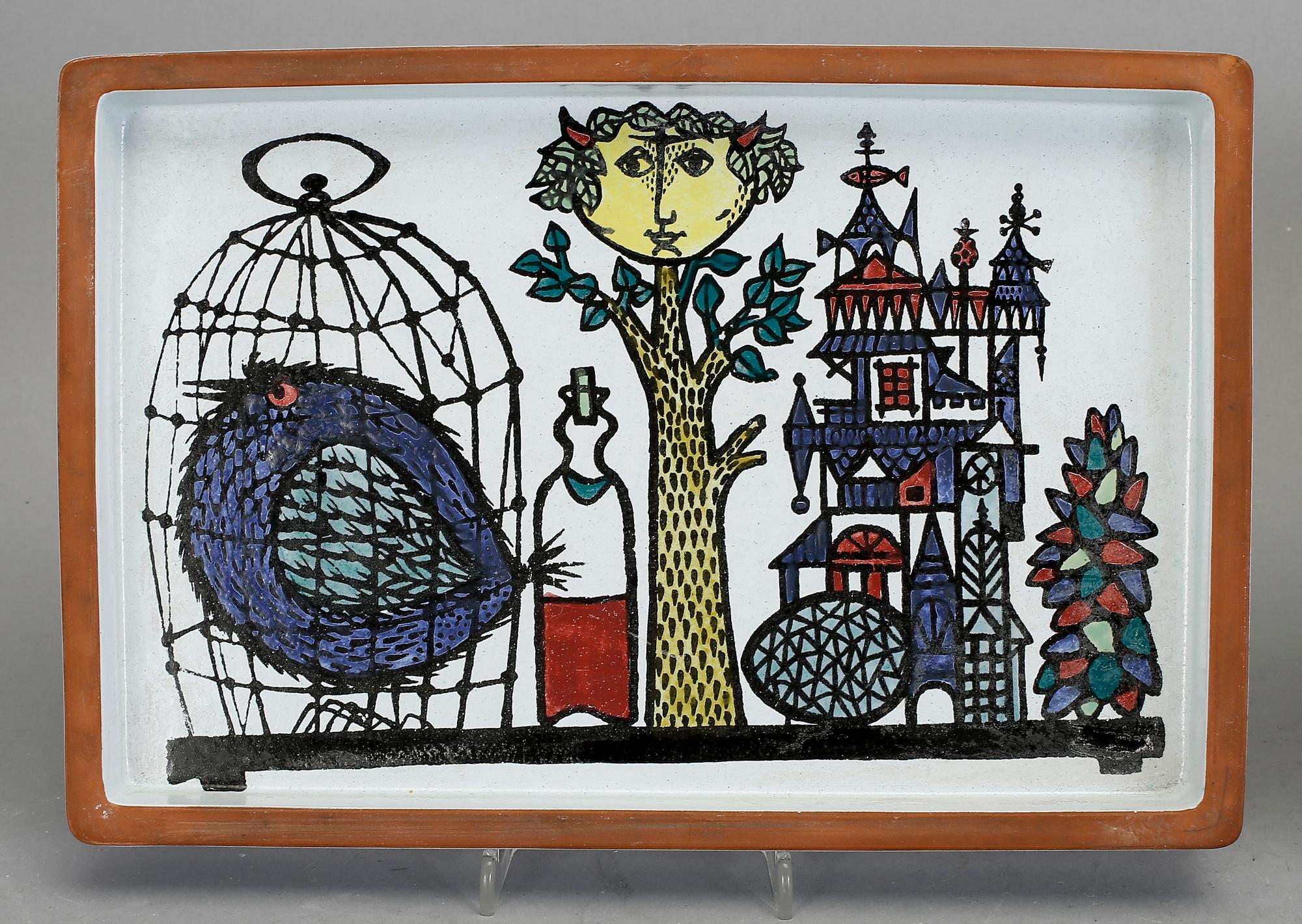 FAT, 2 stycken, Stig Lindberg, Gustavsberg studio, "Karneval", fajans. I produktion 1958-1962.