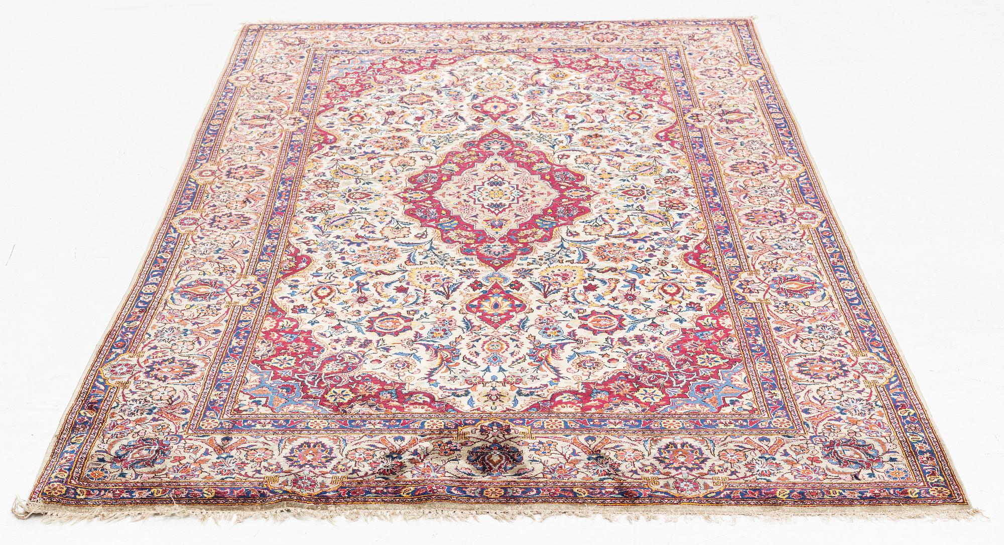 A semi-antique silk Keshan, c. 220 x 135 cm.