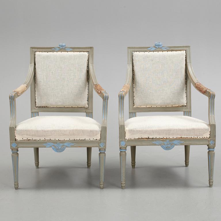 KARMSTOLAR, ett par, gustavianska, Stockholm, 1700-tal.