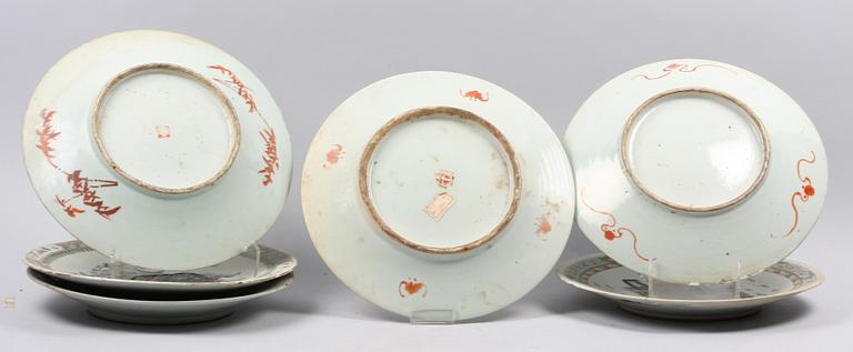 PARTI ORIENTALISKA FAT, 6 st, porslin, Kina, 1900-tal.