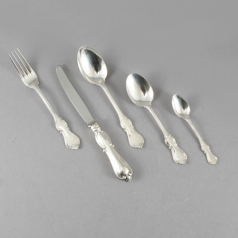 BESTICKSERVIS, 60 delar, "Olga", silver, Sverige, 1900-tal, vikt 2546 g.