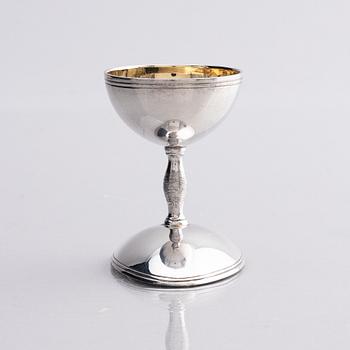 A parcel-gilt silver egg-cup. Denmark, probably mid-19th century.