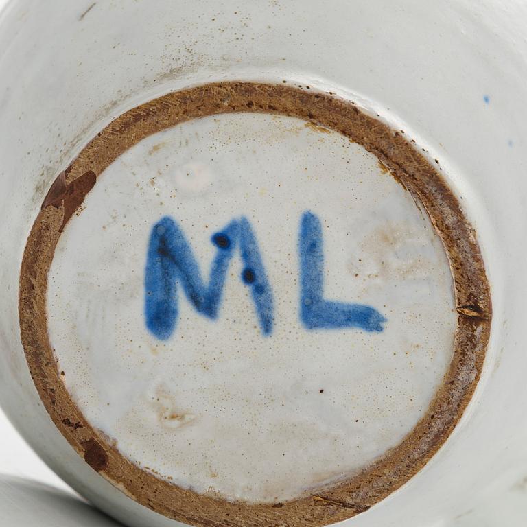 Marita Lybeck, a ceramic jug, signed ML.