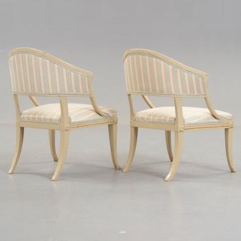 A pair of late Gustavian armchairs by Ephraim Ståhl (master in Stockholm 1794-1820).