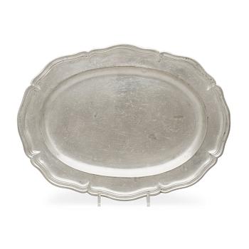 1655. A Rococo pewter dish by J P Krietz 1764.