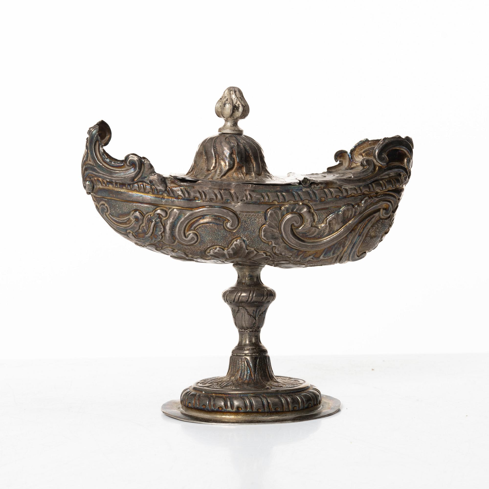 Incense burner, silver, 19th century, possibly Italy.