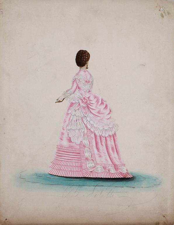 MODEPLANSCHER, 14 st, bla Ernest Leduc, 21 rue des Acacias, Montmartre, Paris 1800-talets andra hälft.