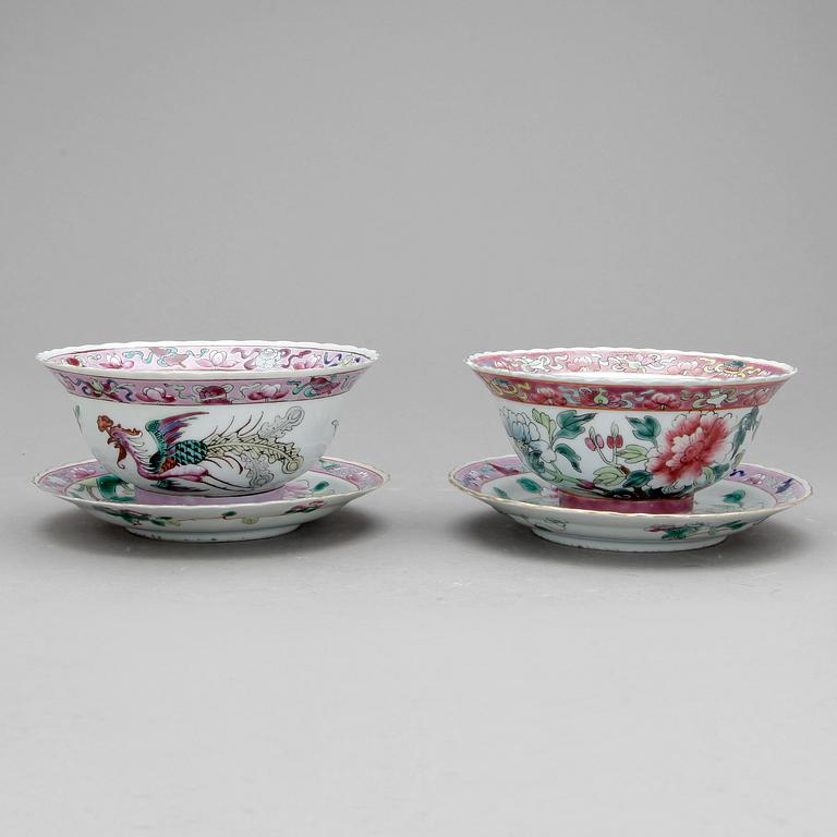 SKÅLAR MED FAT, ett par, porslin, Kina, sen Qing dynasti, 1800-tal.