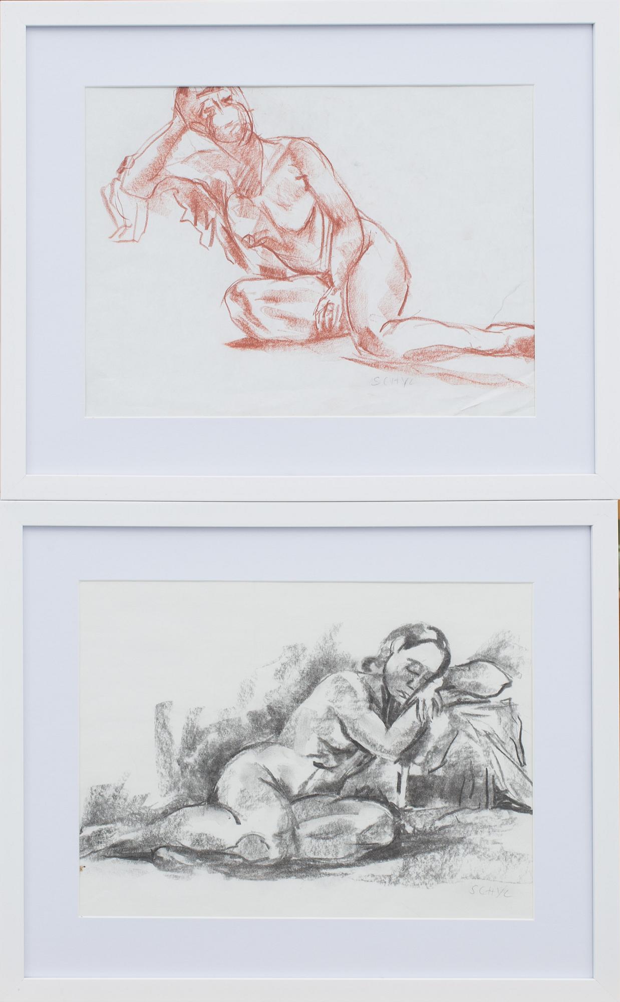 JULES SCHYL, teckningar, 2 stycken, signerade.