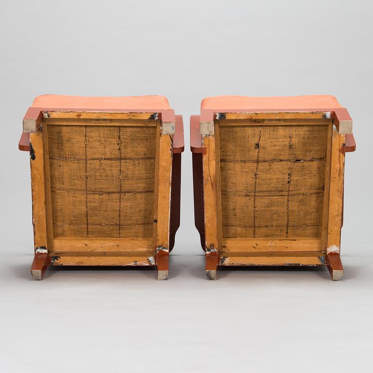 A pair of 1930s 'Panu' armchairs model 234, Asko Finland.