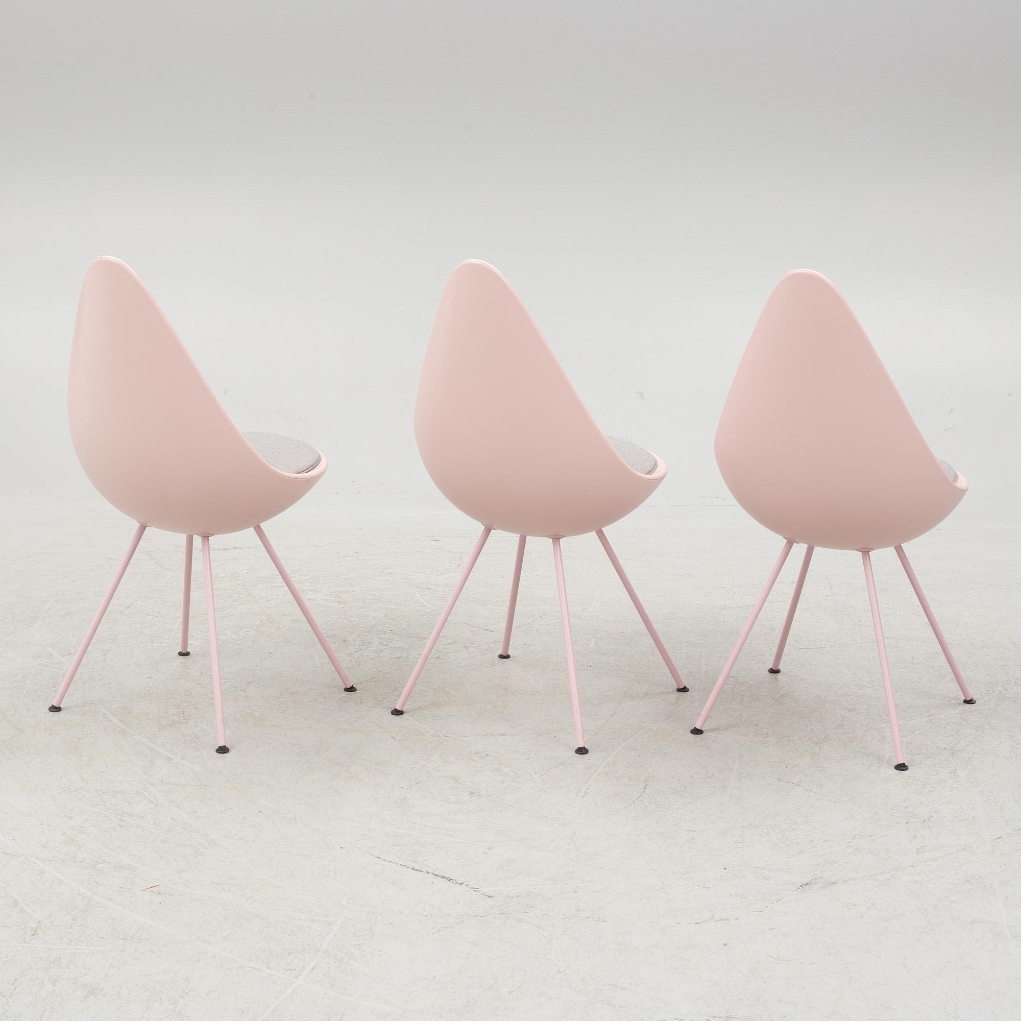 Arne Jacobsen, chairs, 6 pcs, "Drop chair", Fritz Hansen, Denmark, 2020.