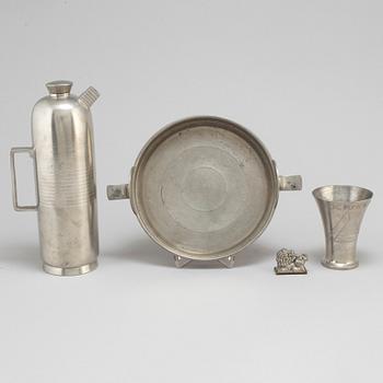 Four Swedish pewter items, 1930s.