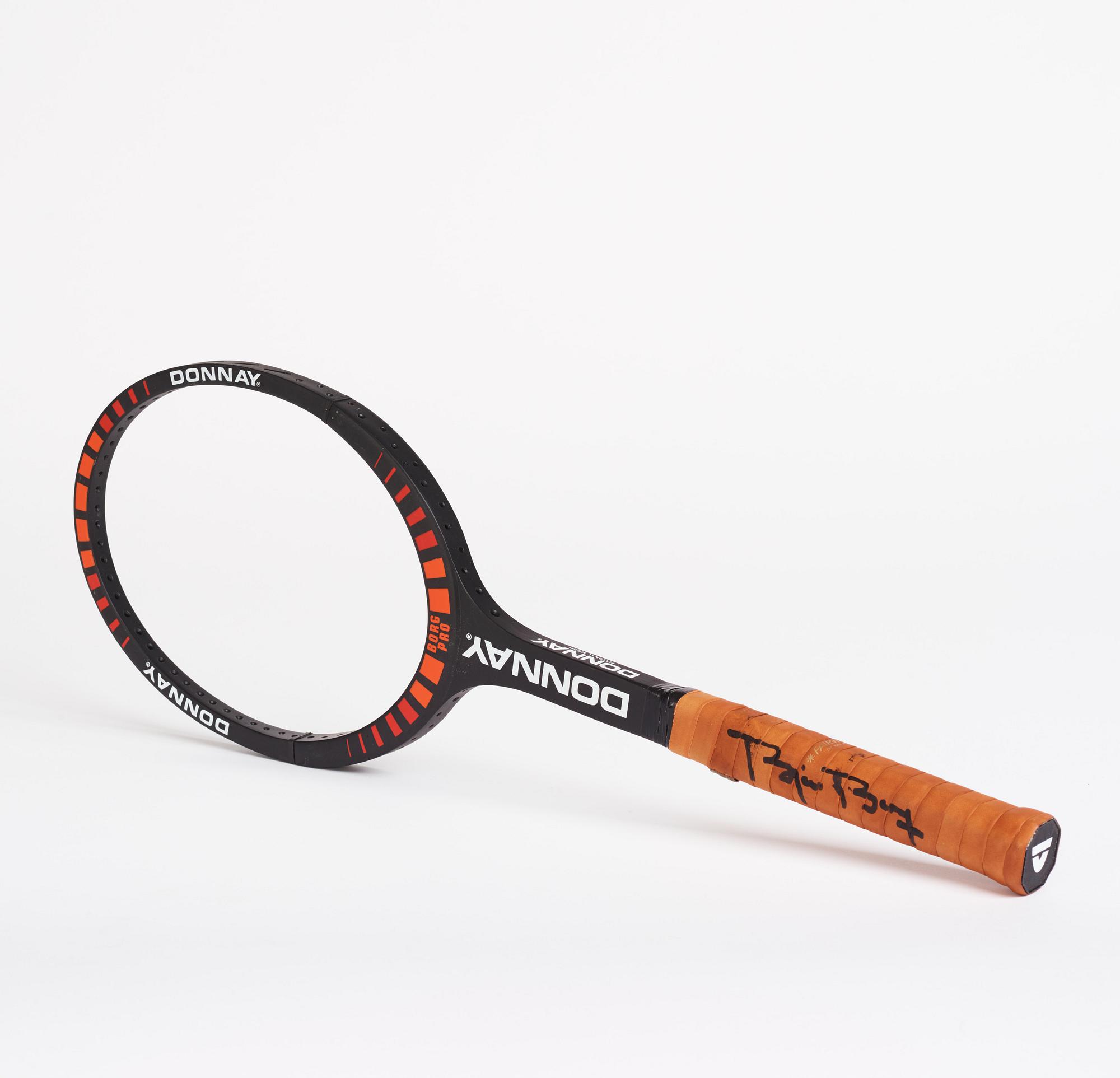 Tennis racket, Donnay. Signed by Björn Borg, specially made Donnay Borg Pro.