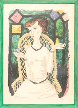 Olle Olsson-Hagalund, Girl with budgerigars.