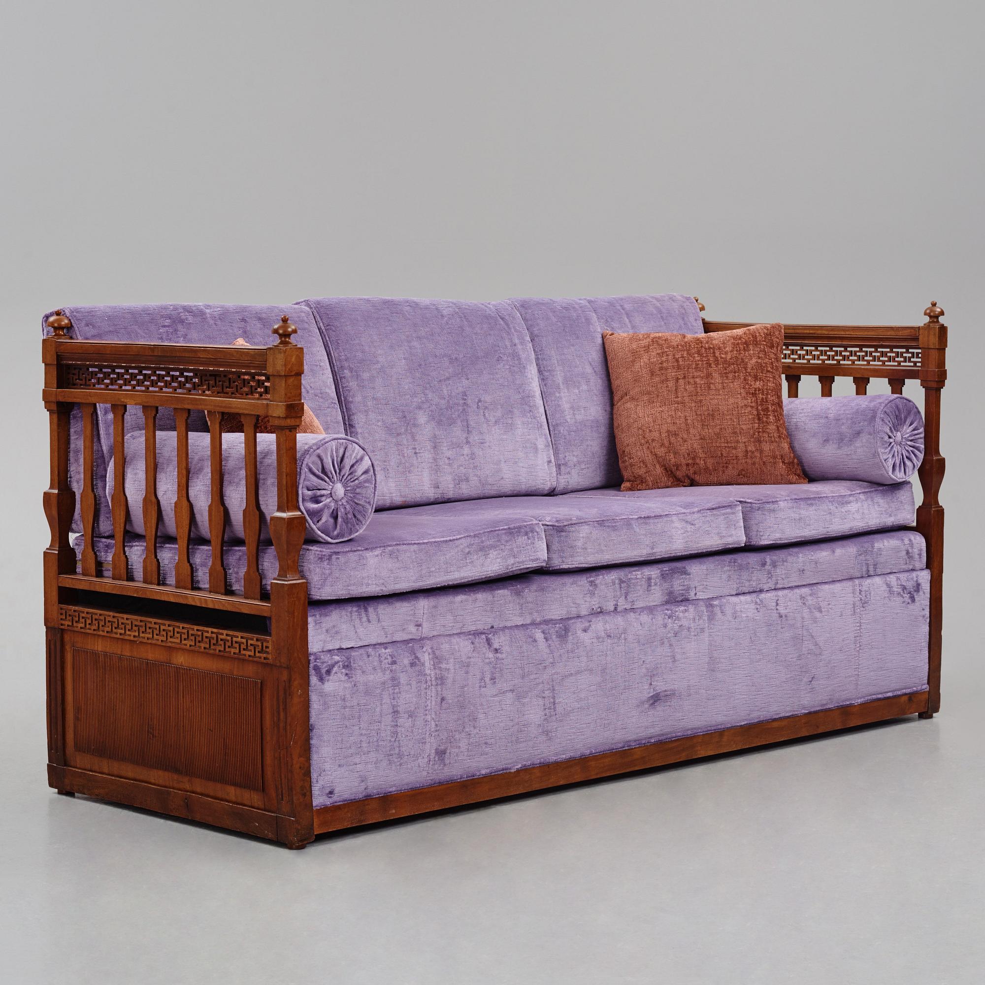 A late Gustavian mahogany sofa, Stockholm, late 18th century.
