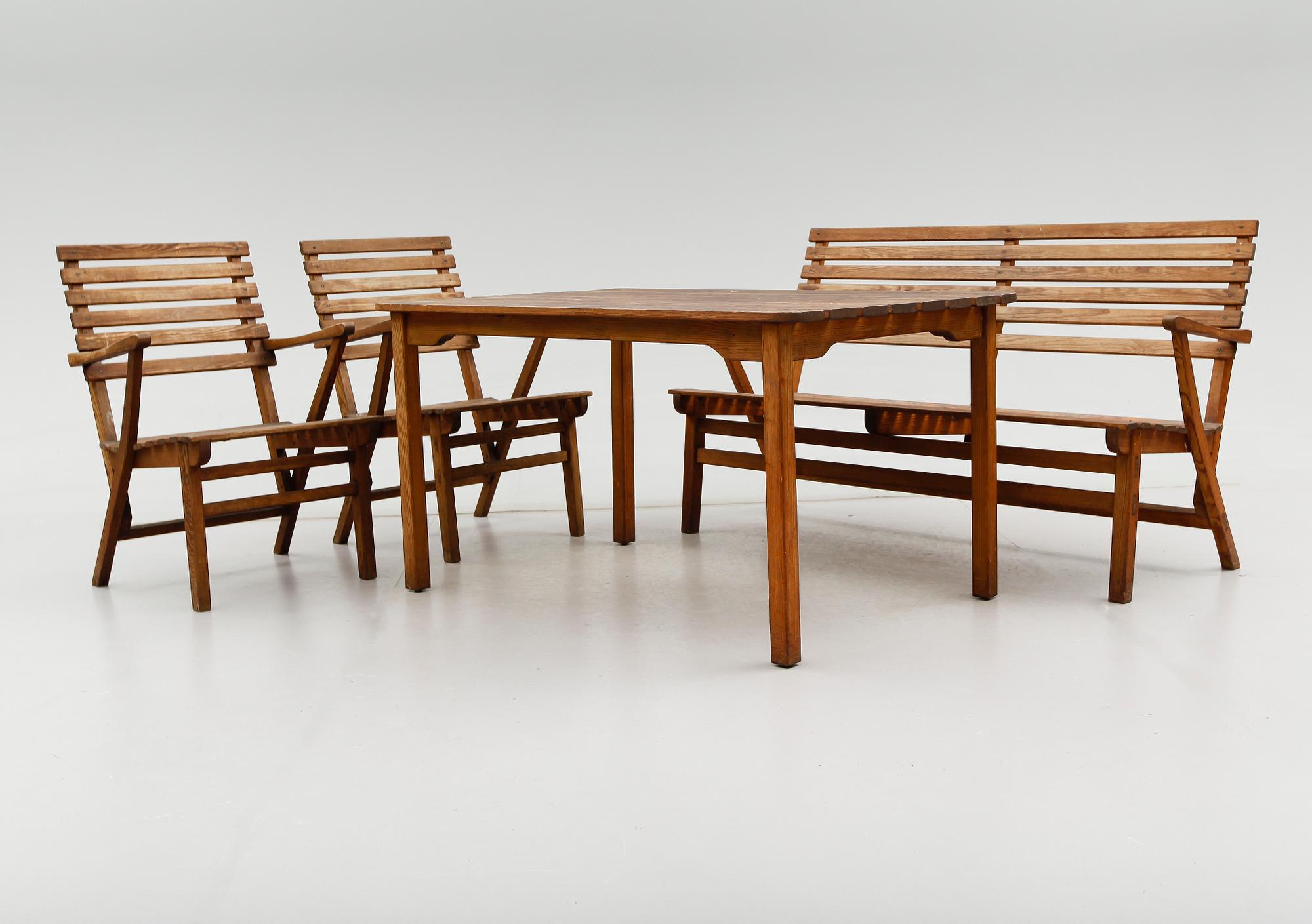 TRÄDGÅRDSGRUPP, 4 delar, "Bergshamra", Carl Malmsten, Igelstaverken, 1900-talets andra hälft.