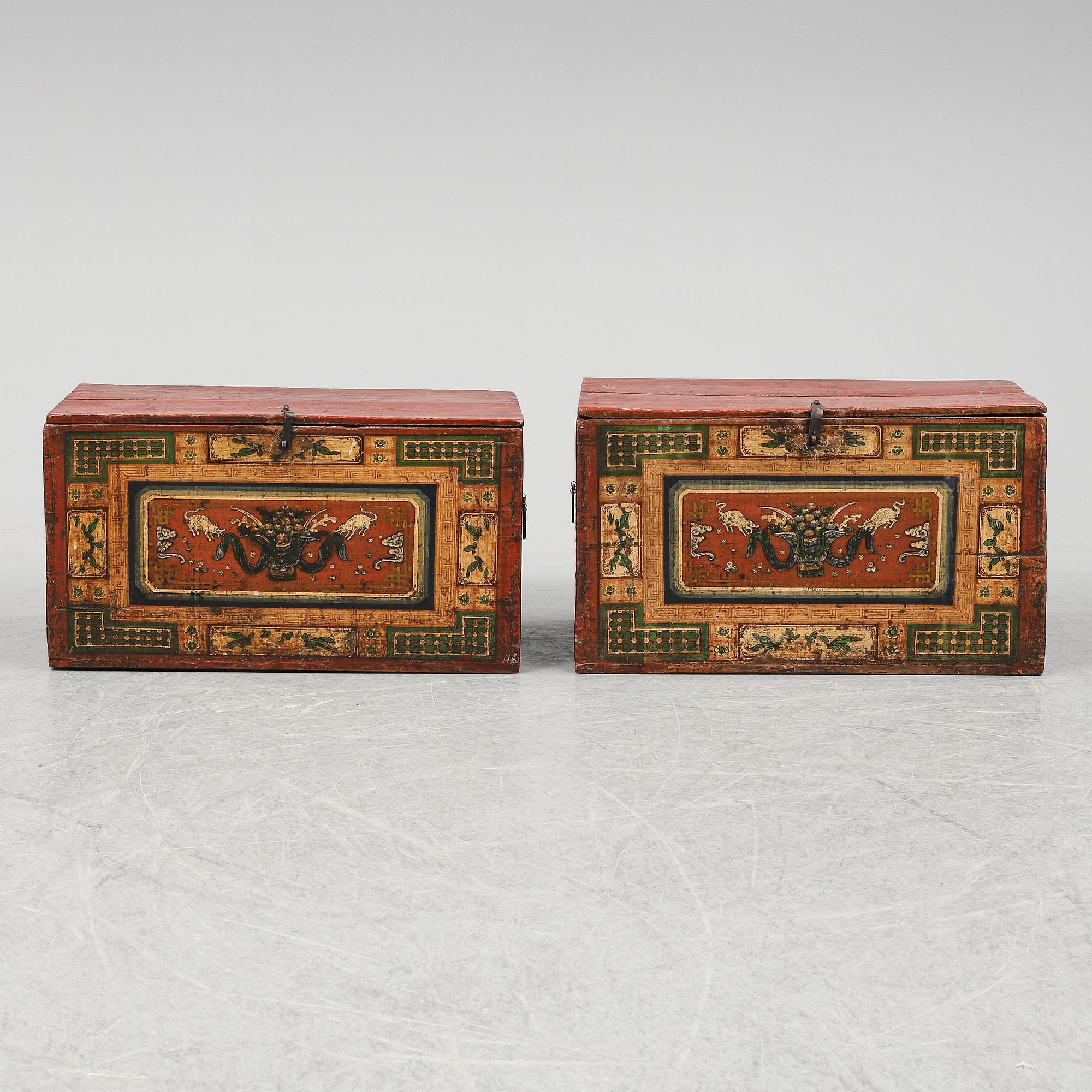 Two Chinese wooden cabinets, 20th century.
