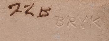 RUT BRYK, KERAMIIKKARELIEFI. Kukka. Sign. Bryk. Arabia, 1950-luvun loppu.