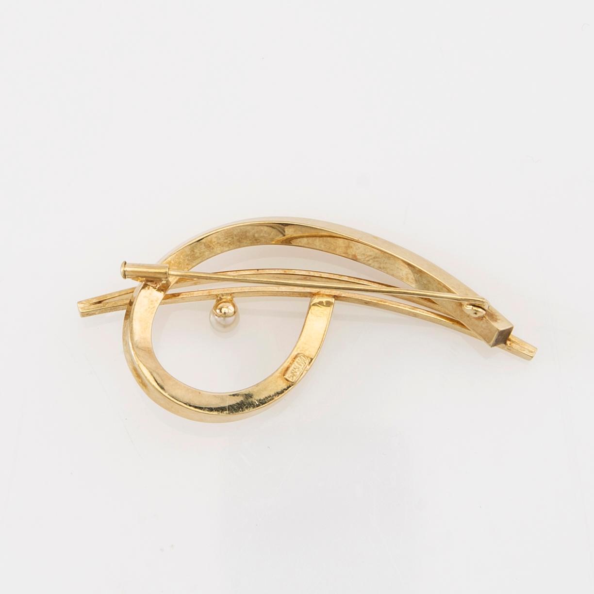 Brosch 14K guld med en odlad pärla.