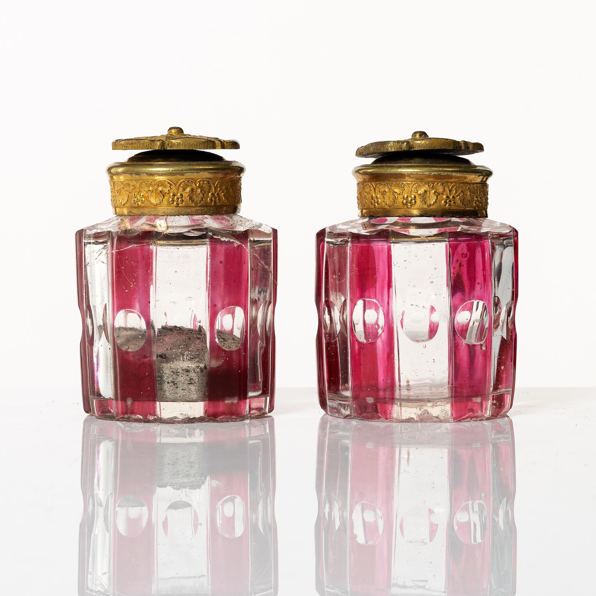 A French late Empire ormolu and cut-glass writing stand, ca 1830.