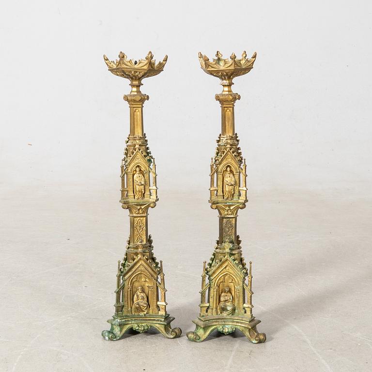 Floor candlesticks, a pair, Renaissance style, first half of the 20th century.