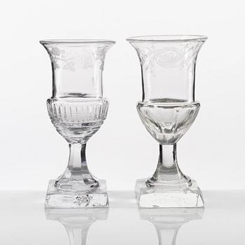 A set of 14 (6+8) Swedish Empure wine glasses, early 19th Century.