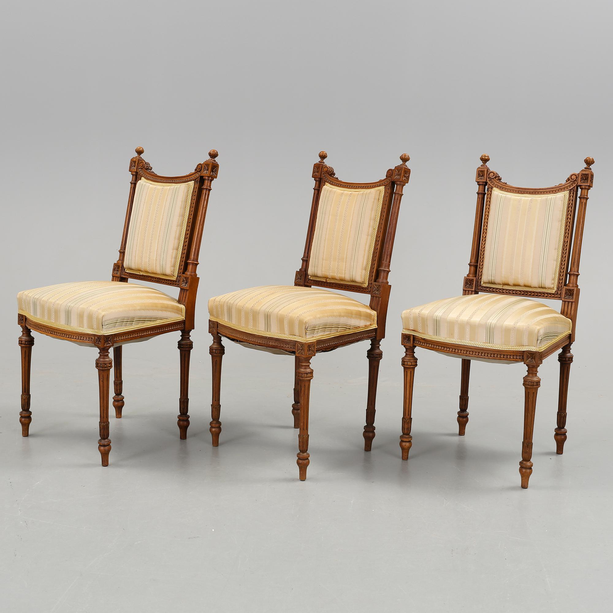 STOLAR, 3 st, Louis XVI-stil, omkring 1900.