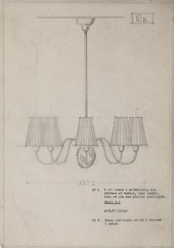 Hans Bergström, a pair of ceiling lamps, model '10/8', ateljé Lyktan, Sweden 1940-50s.