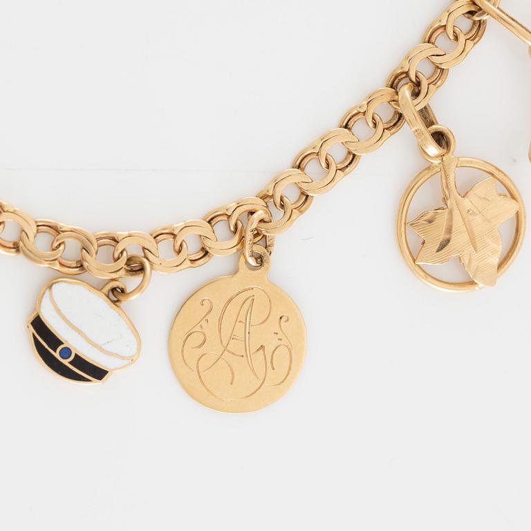Armband 18K guld med berlocker.