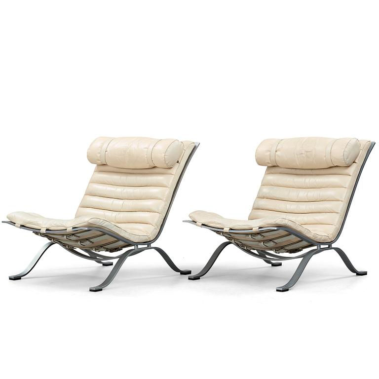 Arne Norell, "Ari", a pair of white leather easy chairs for Norell Möbel AB.