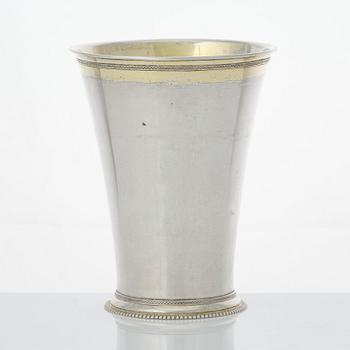 A Swedish 18th century parcel-gilt silver beaker, mark of Petter Wirgman (Gothenburg 1733-1739).